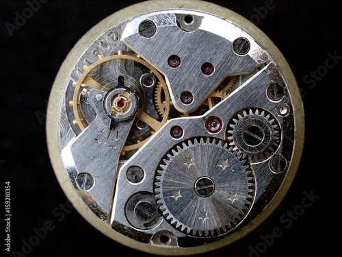 vintage mechanical watch mechanism macro detail