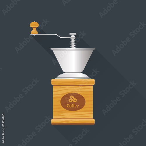 Coffee grinder. Flat design. Vector illustration.