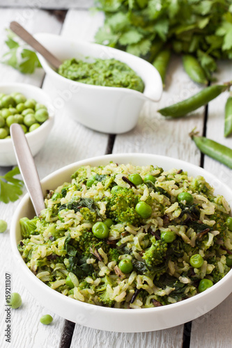 veggie rice with green vegetables