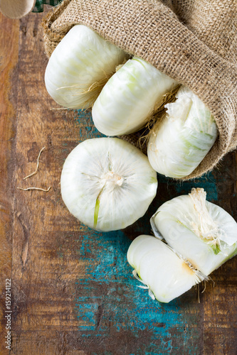 Giant white sweet onions of Sicily, new harvest photo