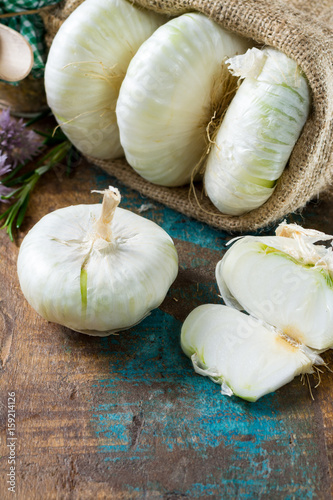 Giant white sweet onions of Sicily, new harvest photo