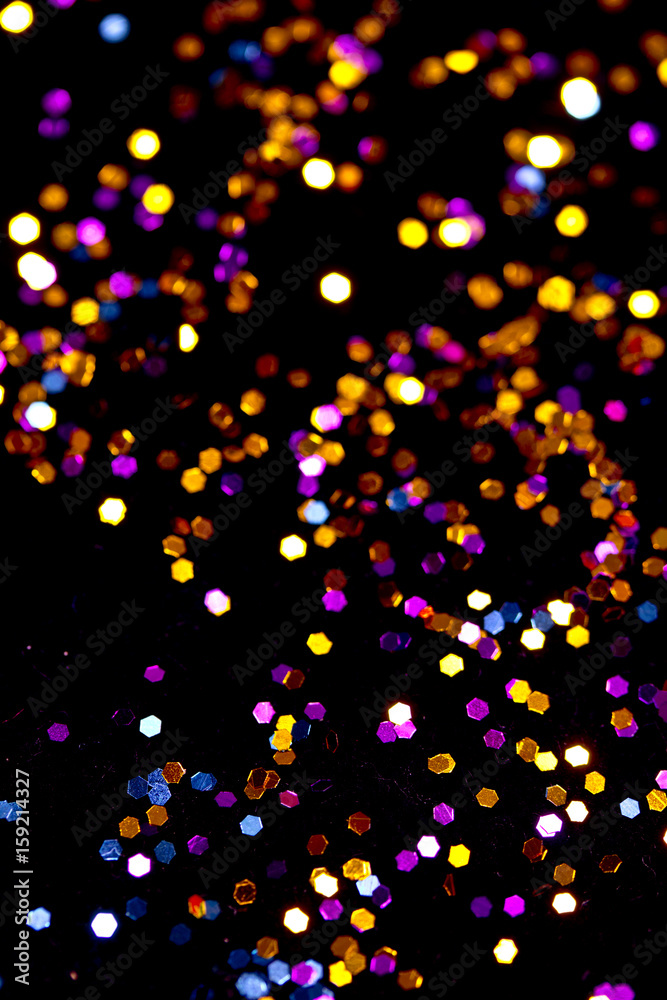 Glitter Bokeh Confetti On Black Background Stock Photo Adobe Stock