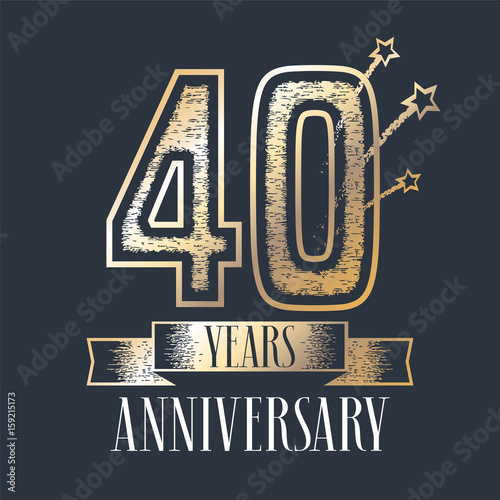 40 years anniversary vector icon, logo