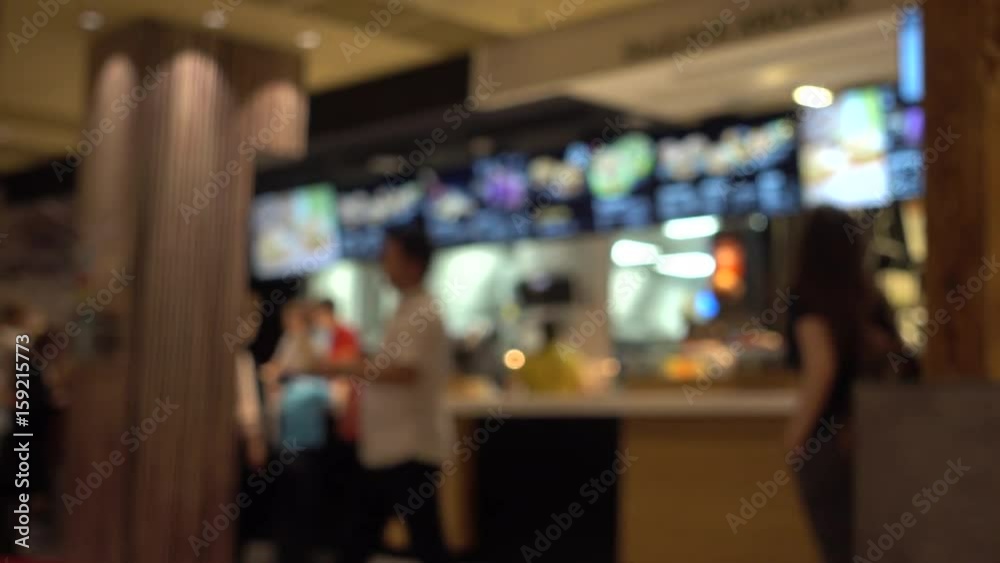abstract blurred background with shopping mall food court and people walking around. abstract blurred background with shopping mall food court and people walking around.