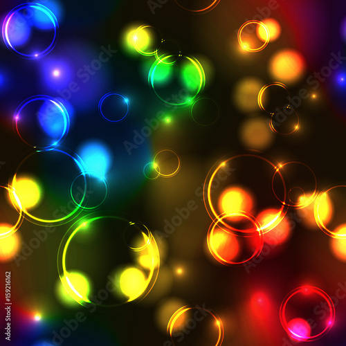 Neon rainbow bokeh effect seamless pattern