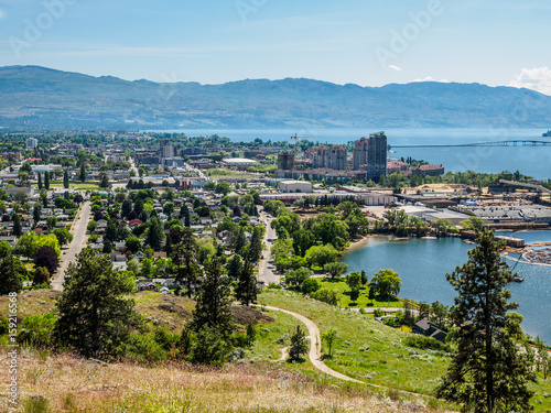 Kelowna, British Columbia, Canada, on the Okanagan lake, city view from mountain overlook