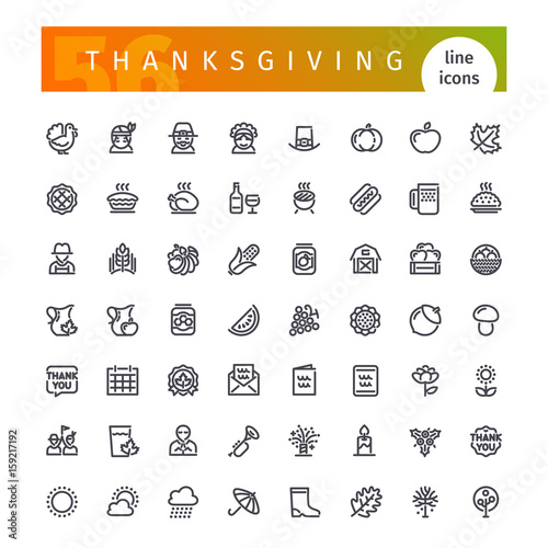 Thanksgiving Line Icons Set