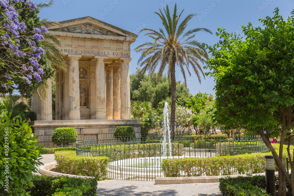 City park in the old town of Valetta