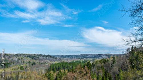 Beautiful scenery in the Latvian city Sigulda. Air photography.