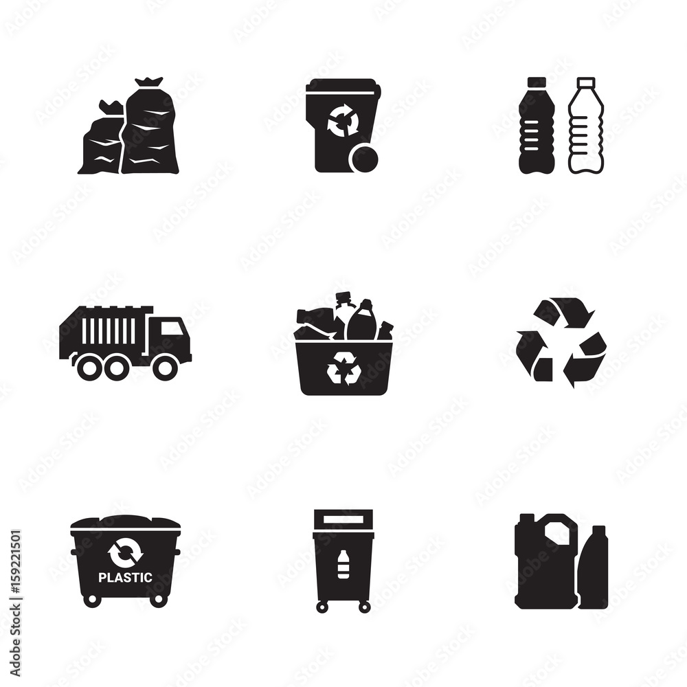 Recycling plastic icons set Recycling plastic icons set