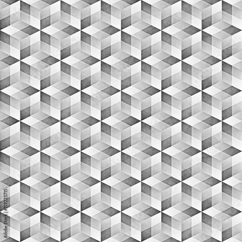Seamless Monochrome Pattern. Grungy Geometric Shapes Tiling.