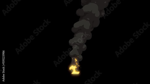 Fire And Billowing Smoke 2D Animation Loop Alpha Channel 