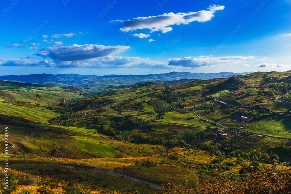 Lovely Mountains of Sicily. Late Spring early Summer Landscape in the hills of the island