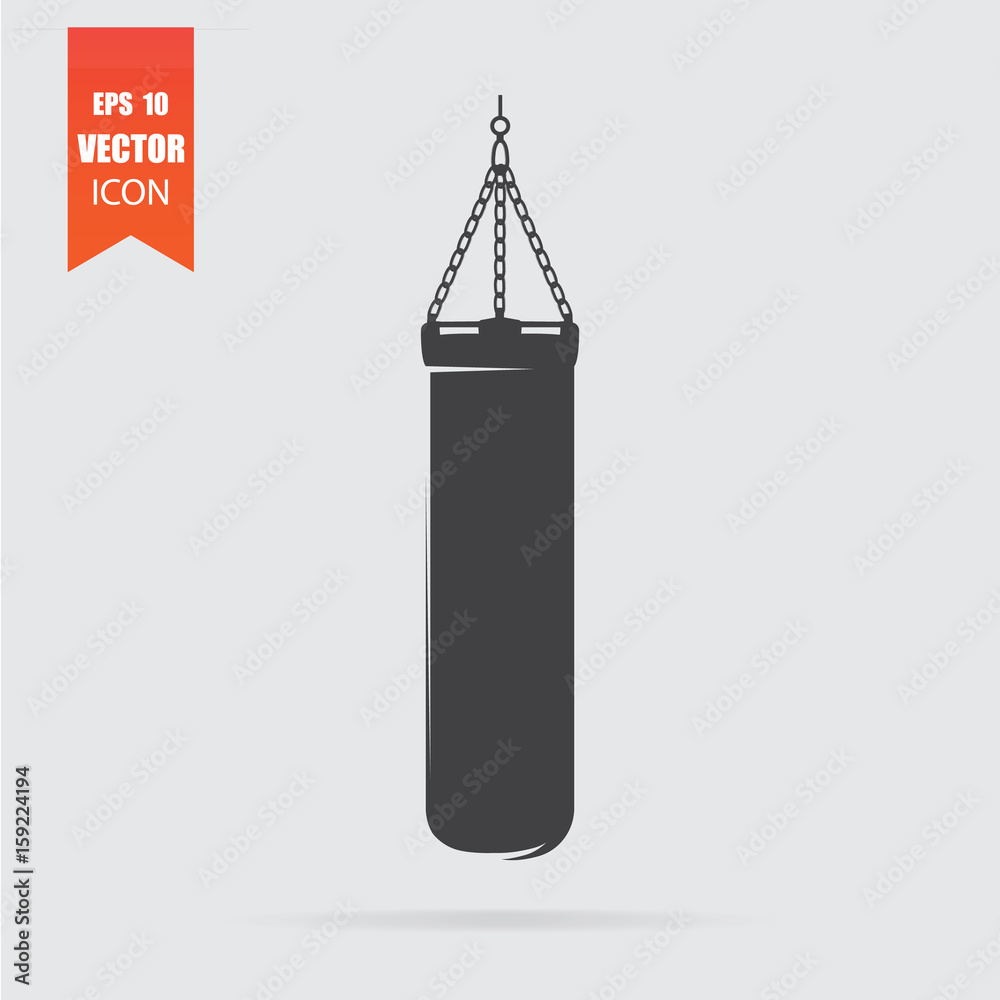 Punching bag icon in flat style isolated on grey background. Punching bag icon in flat style isolated on grey background.