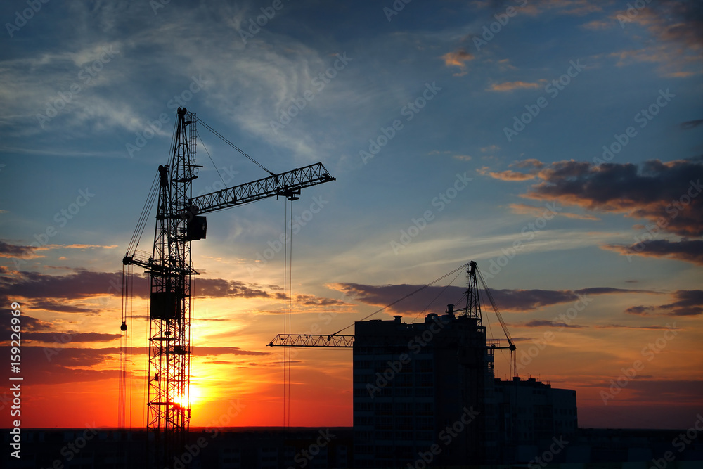 Silhouette of a tower crane