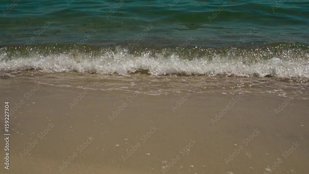 Transparent waves run to the shore with yellow sand
Transparent waves run to the shore with yellow sand