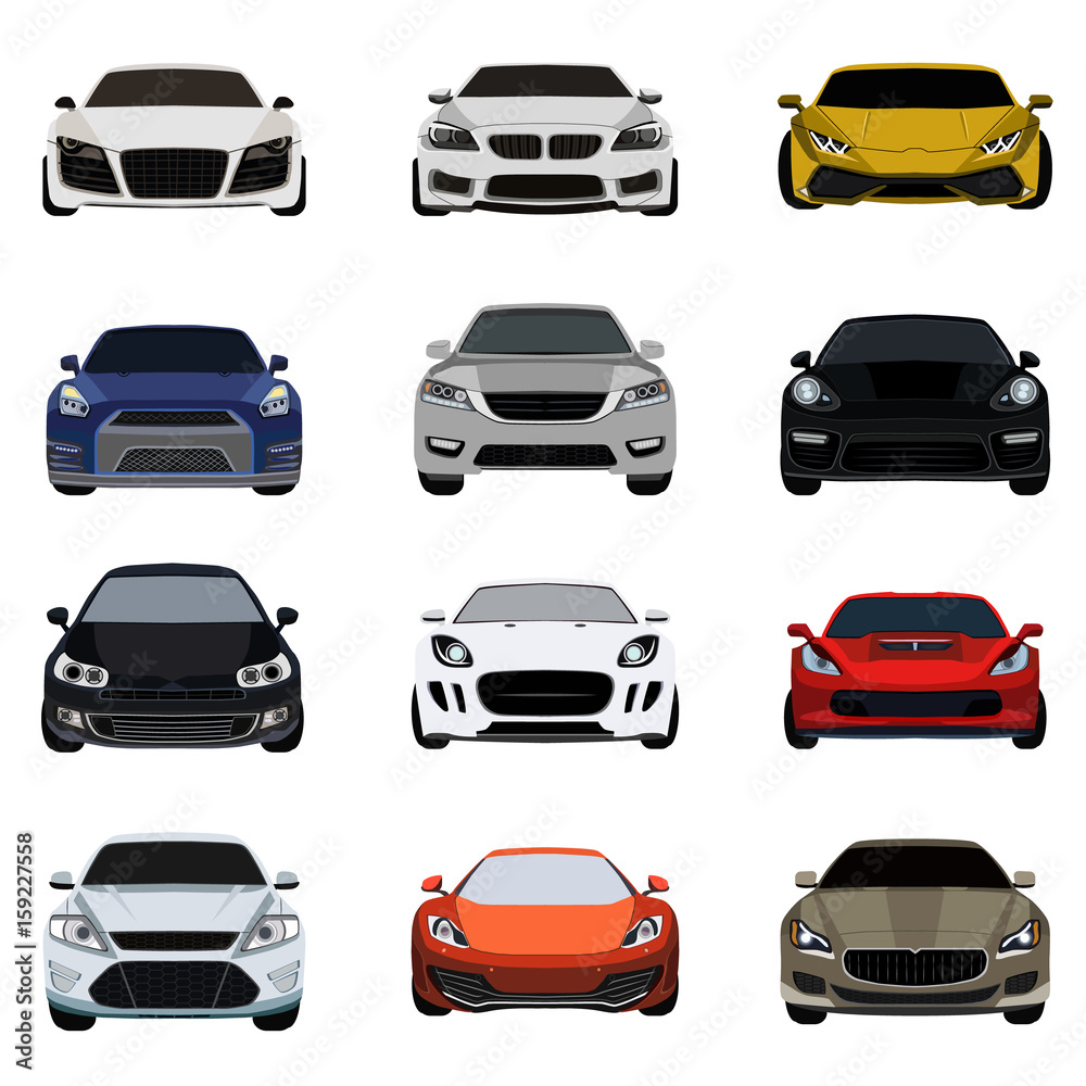 super car flat set icon super car flat set icon