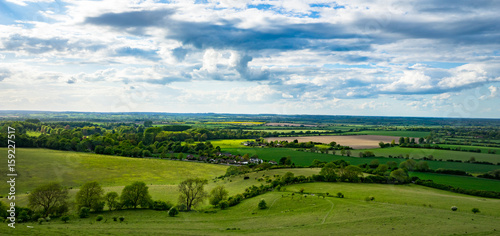 Panoramic view of the summer landscape at cloudy day