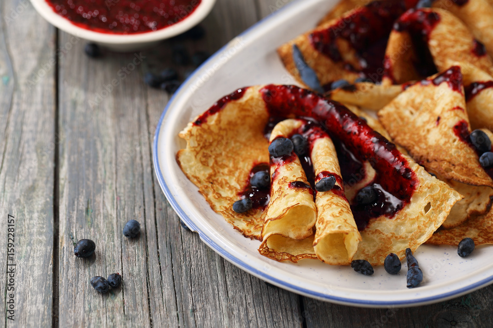 Ruddy pancakes with honeysuckle Ruddy pancakes with honeysuckle