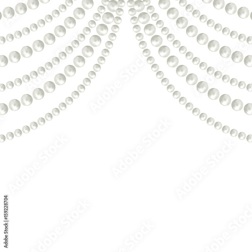 Abstract pearl garlands, beads isolated on white background. Set for celebratory design, Christmas decorations. wedding theme. (Clipping mask used, easy editable) Vector illustration.