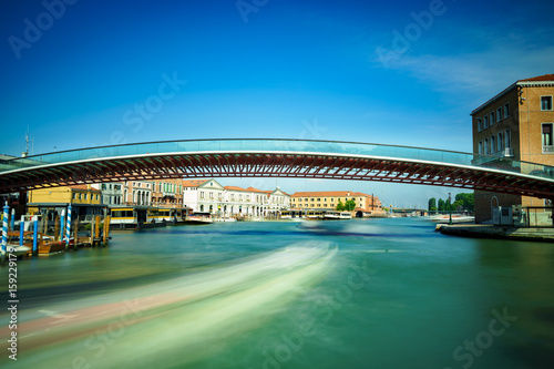 Ponte della Costituzione (meaning Constitution Bridge) over Grand Canal designed by Santiago Calatrava photo