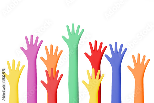 The Colour hands up image closeup