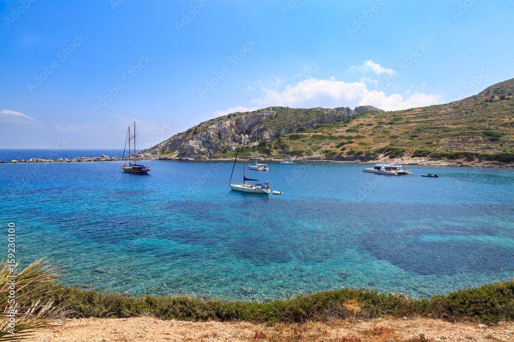 Idyllic mediterranean sea near knidos in Datca, Turkey