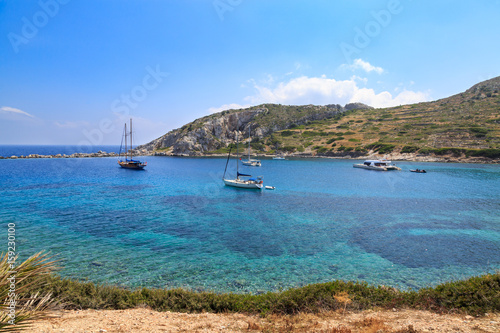 Idyllic mediterranean sea near knidos in Datca, Turkey