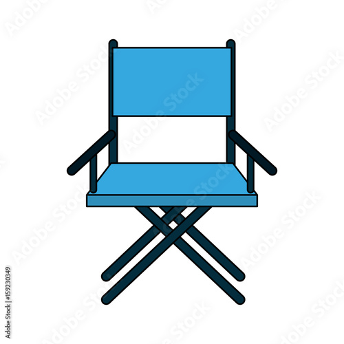 Blue directors chair over white background vector illustration