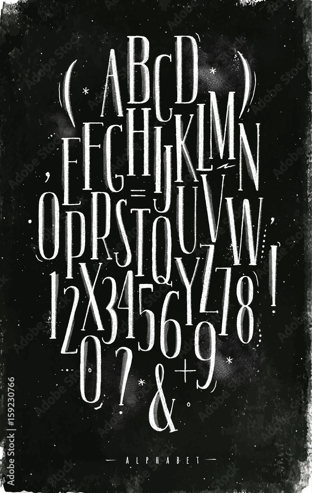 Alphabet gothic font chalk