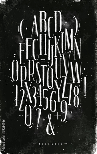 Obraz na płótnie Alphabet gothic font chalk w salonie