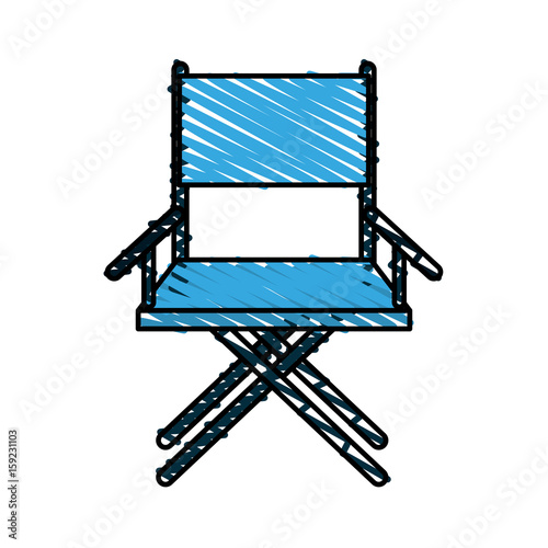 Blue directors chair doodle over white background vector illustration