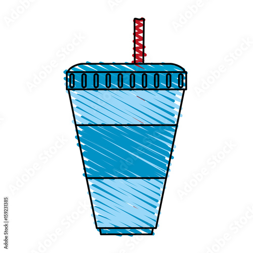 Soda cup doodle over blue background vector illustration 
