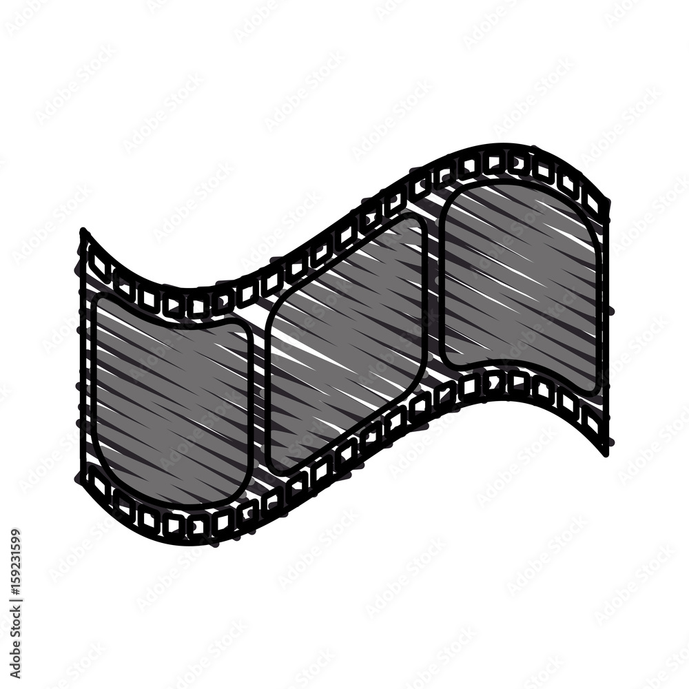 Black and gray film doodle over white background vector illustration