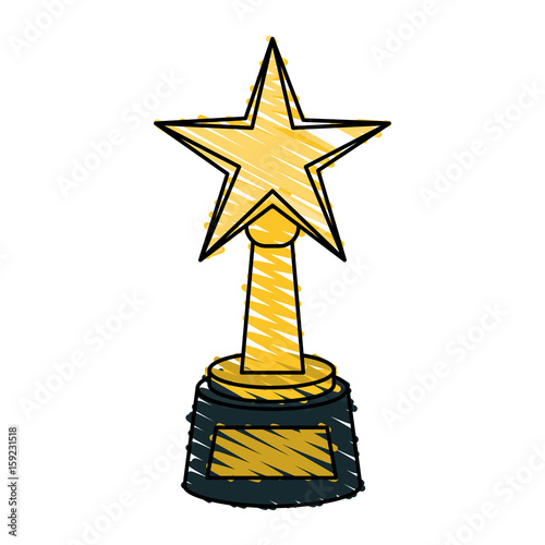 Star award doodle over white background vector illustration