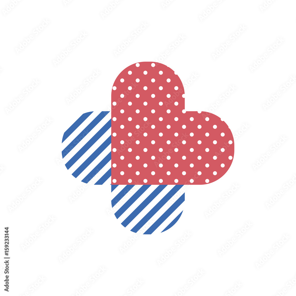 Obraz premium Decorative medical sign in retro style. Logo two hearts