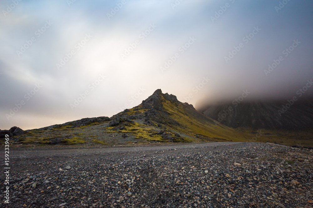 Dramatic sunset at Stokksnes and Vesturhorn in South Iceland