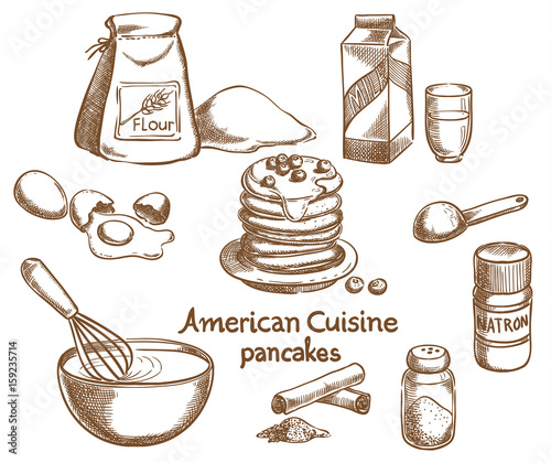 American Pancakes and Ingredients