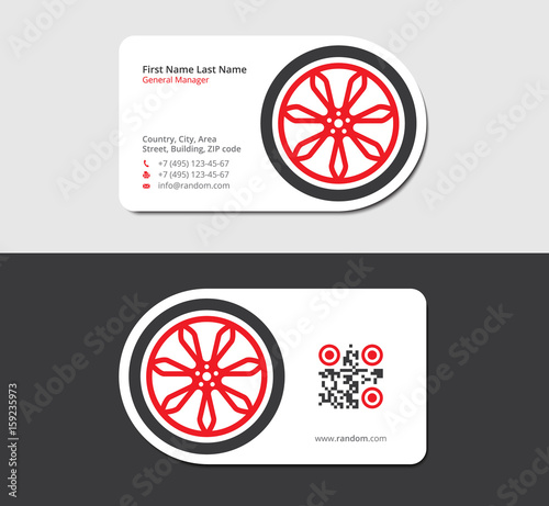 red business card for manufacturer of wheel rims