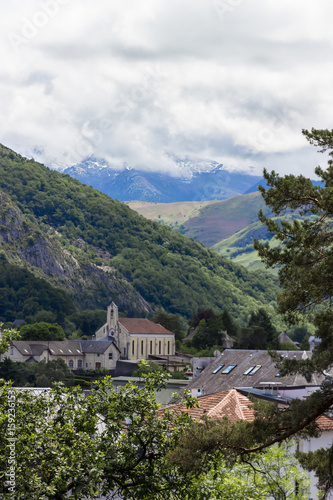 A beautiful view of the mountains Hautes Pyrenees. Lourdes, France