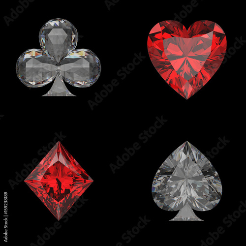 3D illustration isolated casino card marks diamond
