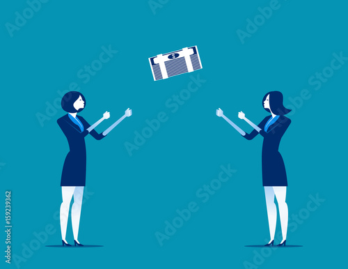 Businesswoman throwing and catching money. Concept business vector illustration.
