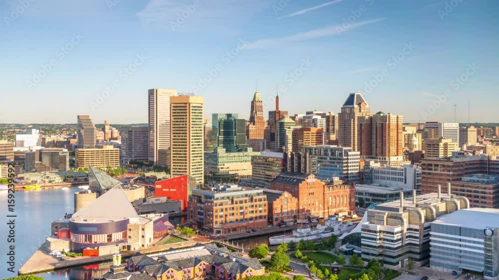 Baltimore, Maryland, USA skyline time lapse Baltimore, Maryland, USA skyline time lapse