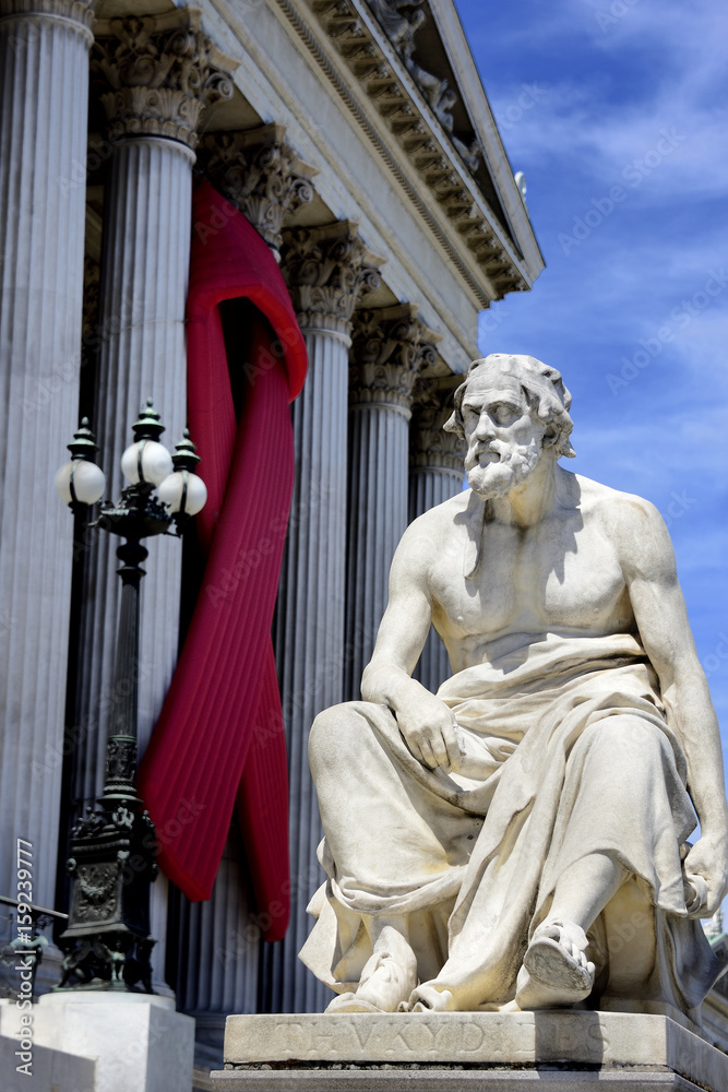 Aids Awareness Ribbon on Austrian Parliament Aids Awareness Ribbon on Austrian Parliament
