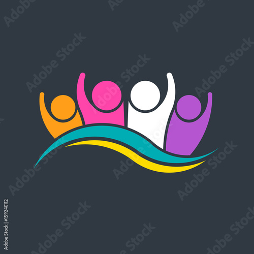 People Group Party Wave Logo Design