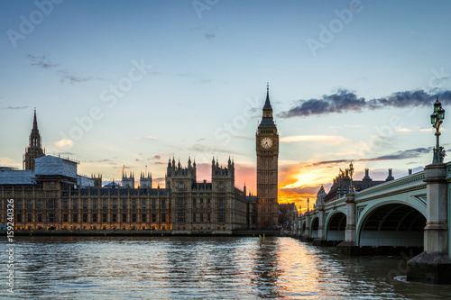 Houses of Parliament and Big Ben in London  UK