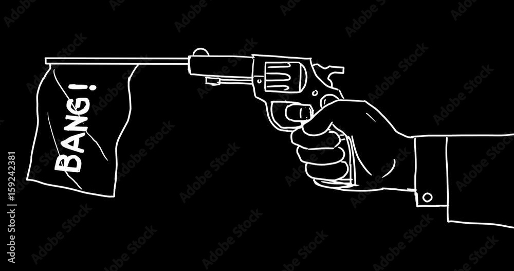 Hand Firing Gun Flag Bang 2D Animation Stock-Video | Adobe Stock