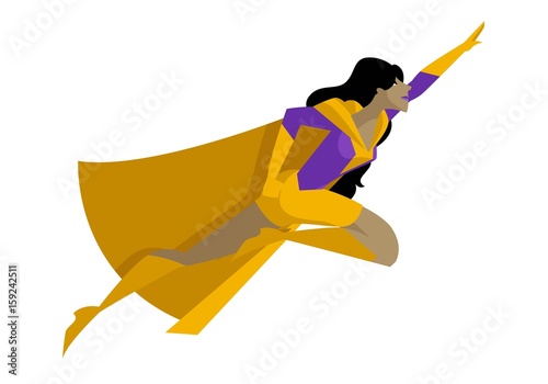 strong female superhero flying up