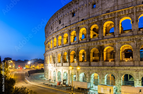 View of Colosseum in Rome at sunrise  Italy  Europe