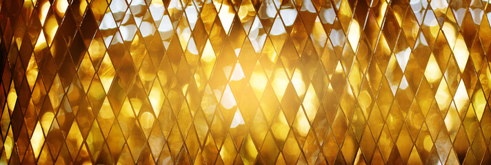 Shining golden mosaic glass background